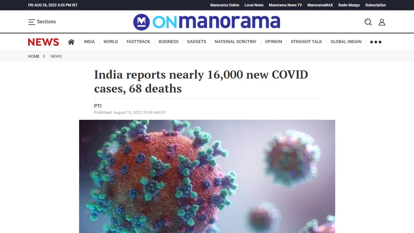 India reports nearly 16,000 new COVID cases, 68 deaths